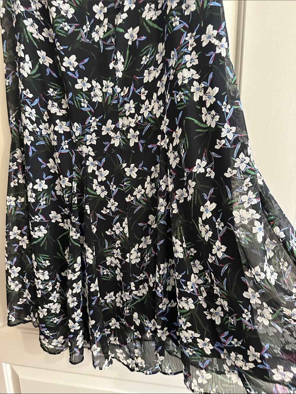 Banana Republic Factory Black Floral Midi Skirt